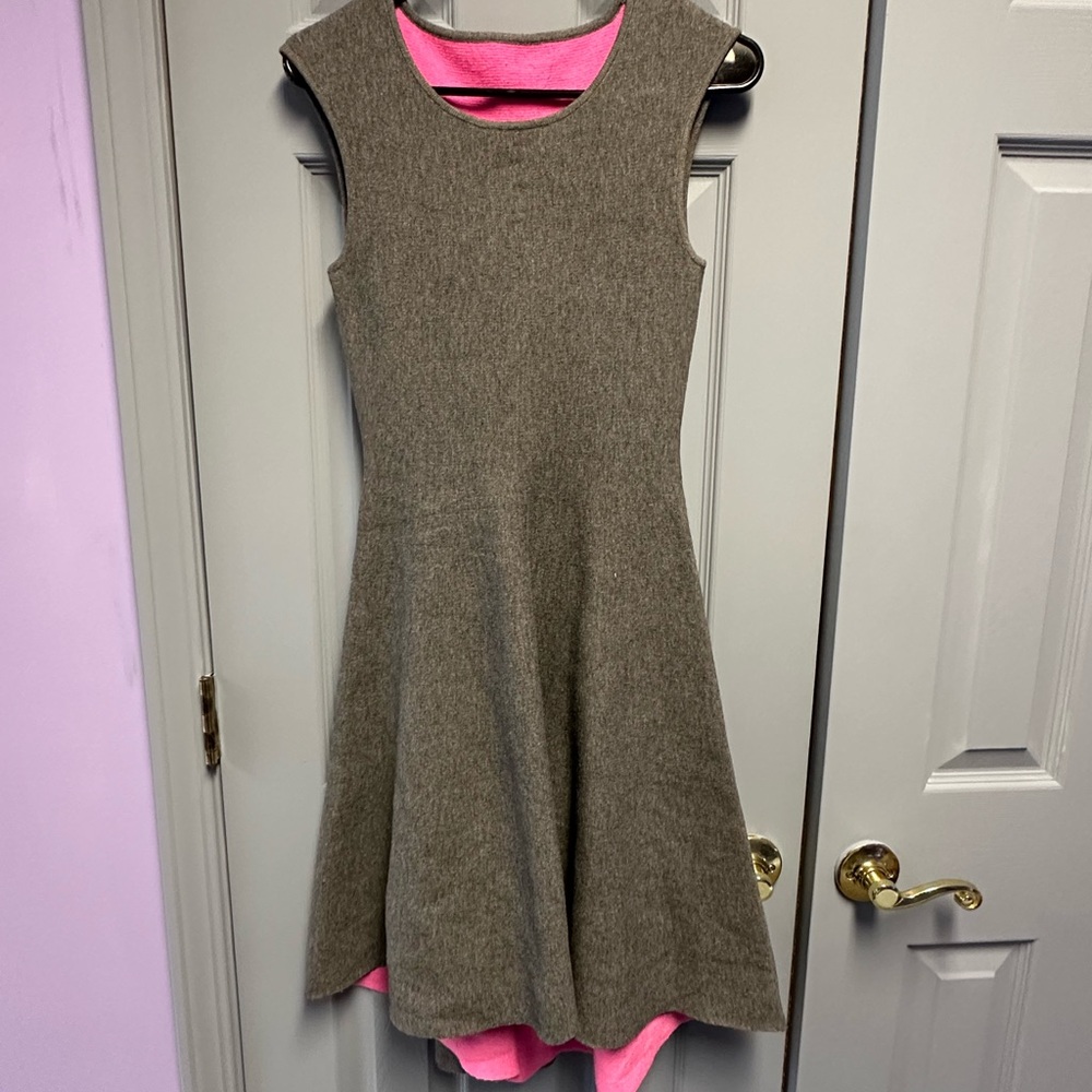 Women’s Milly Pink/Grey Hi-low Fit & Flare Sleeveless Scoop Neck Dress